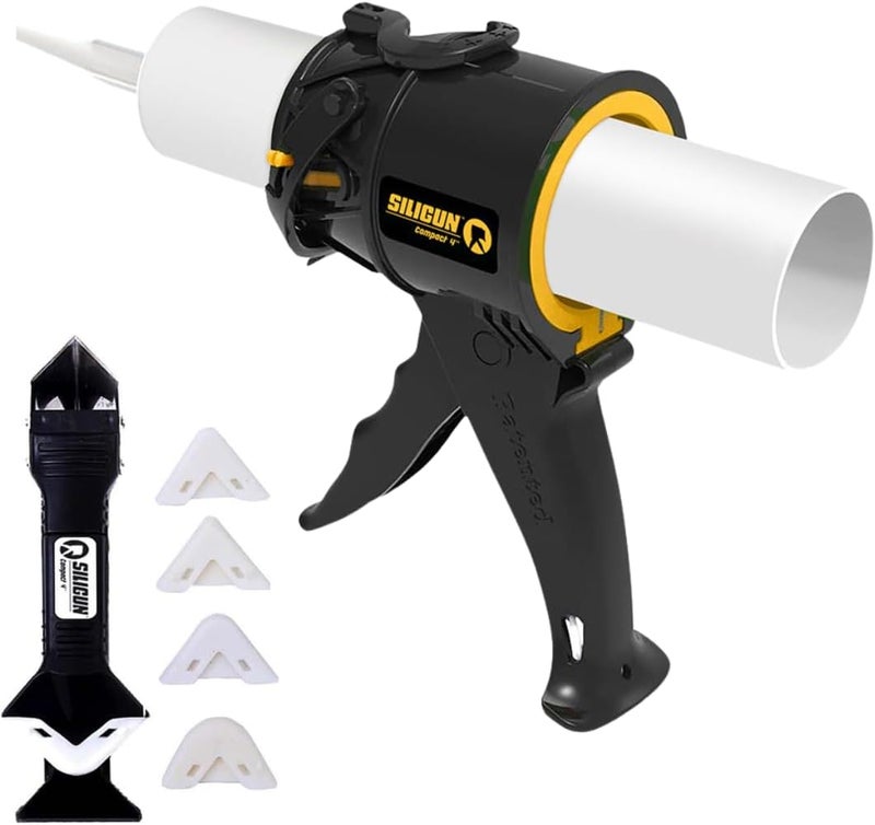 SILIGUN ™ Compact Caulking Gun with Caulking Tools - No Drip Caulk Gun - Patented Design - Lightweight ABS Frame - Works with All 10 oz Tubes - Image 1